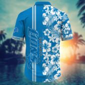 Detroit Lions Tropical Stripe Hawaiian Shirt Back - TeeAloha