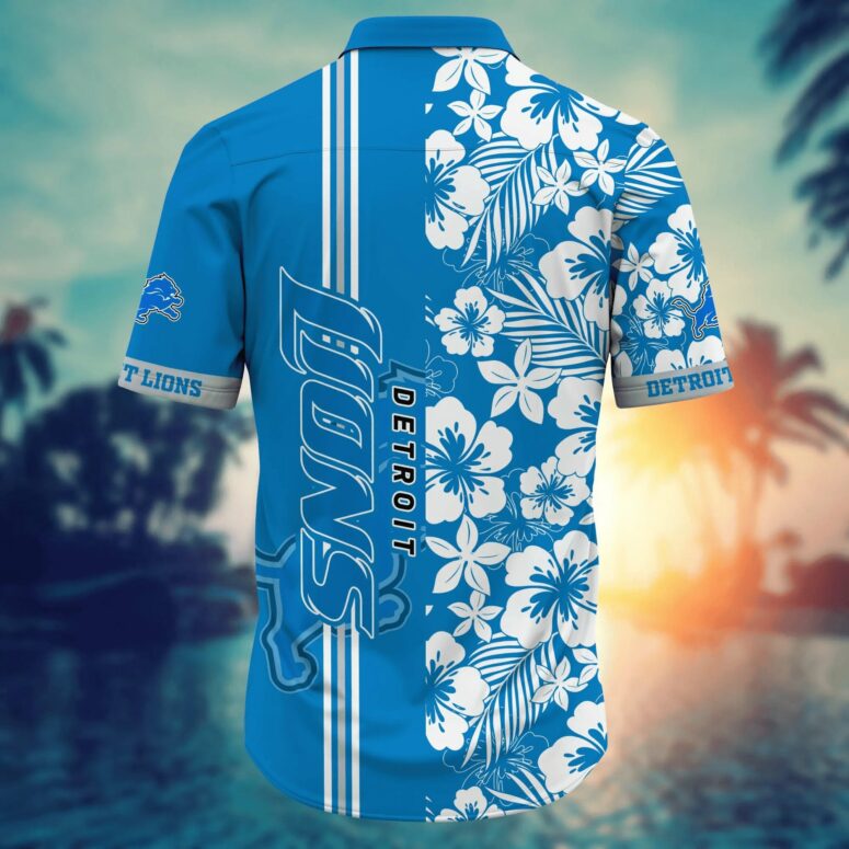 Detroit Lions Tropical Stripe Hawaiian Shirt