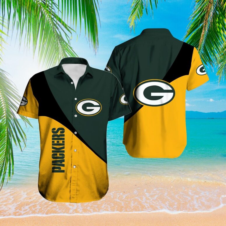 Green Bay Packers Diagonal Power Hawaiian Shirt