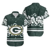 Green Bay Packers Floral Crest Hawaiian Shirt