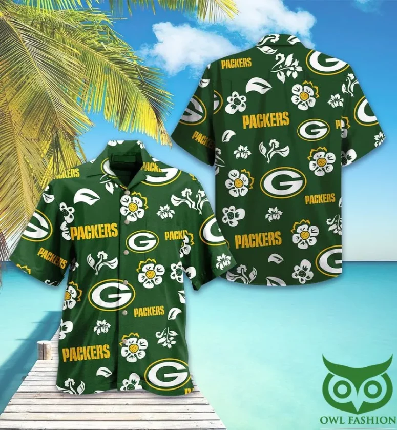 Green Bay Packers Floral Fanfare Hawaiian Shirt