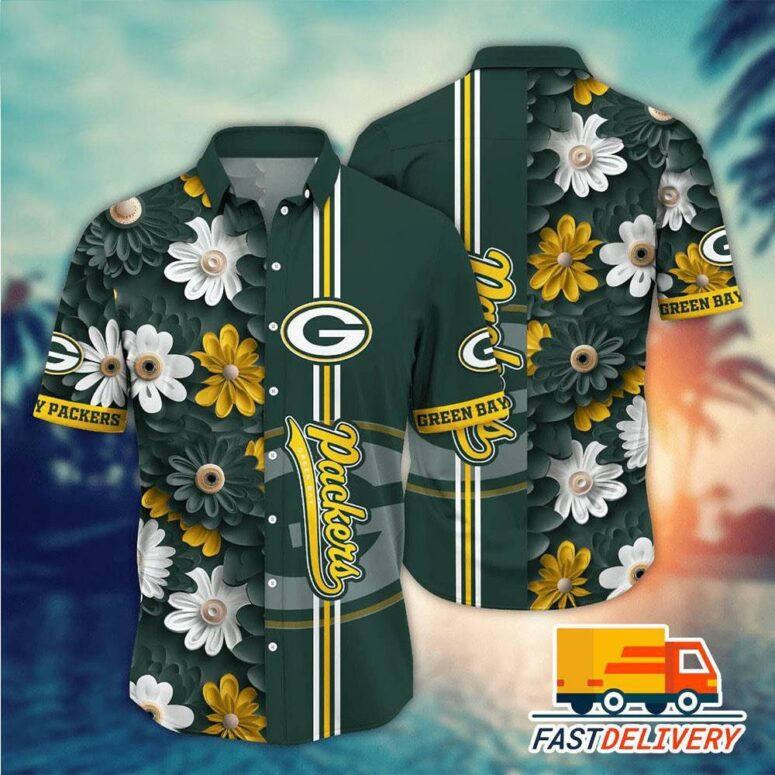 Green Bay Packers Floral Victory Hawaiian Shirt