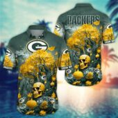 Green Bay Packers Halloween Skull Hawaiian Shirt