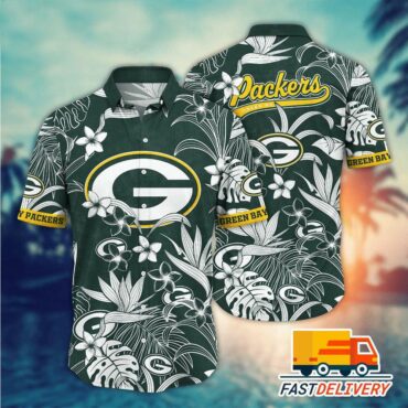 Green Bay Packers Jungle Floral Hawaiian Shirt