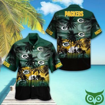 Green Bay Packers Palm Sunset Hawaiian Shirt