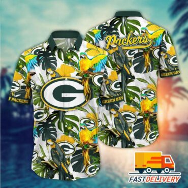 Green Bay Packers Parrot Paradise Hawaiian Shirt