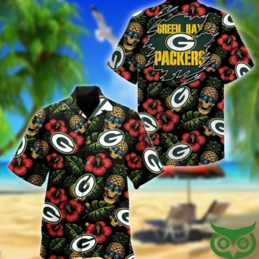 Green Bay Packers Pineapple Skull Hawaiian Shirt