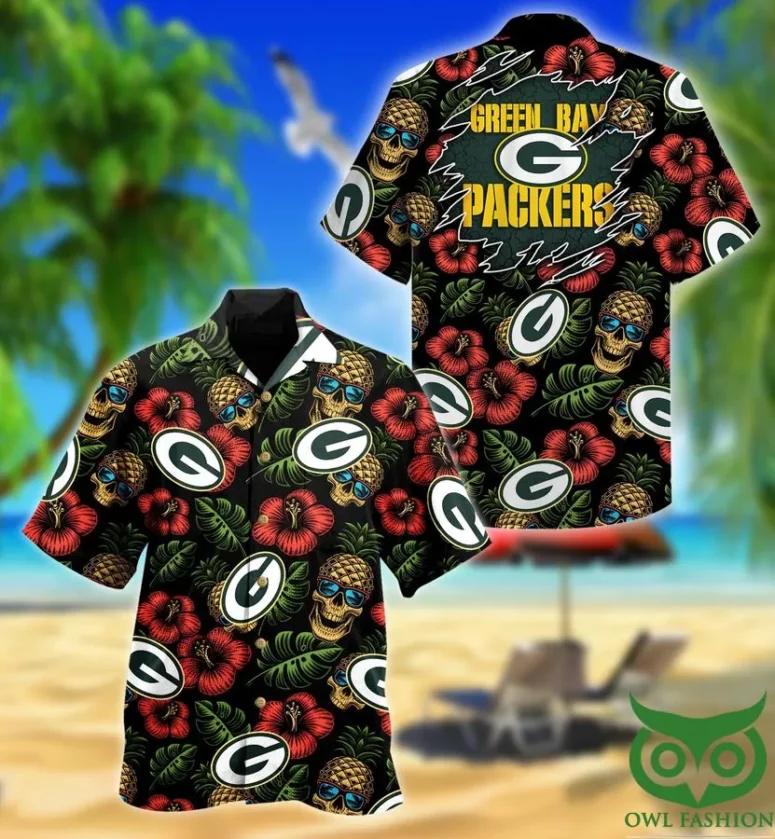 Green Bay Packers Pineapple Skull Hawaiian Shirt