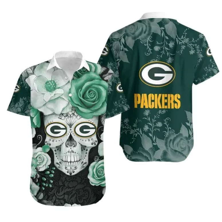 Green Bay Packers Skull Floral Fantasy Hawaiian Shirt