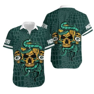 Green Bay Packers Snake Skull Hawaiian Shirt