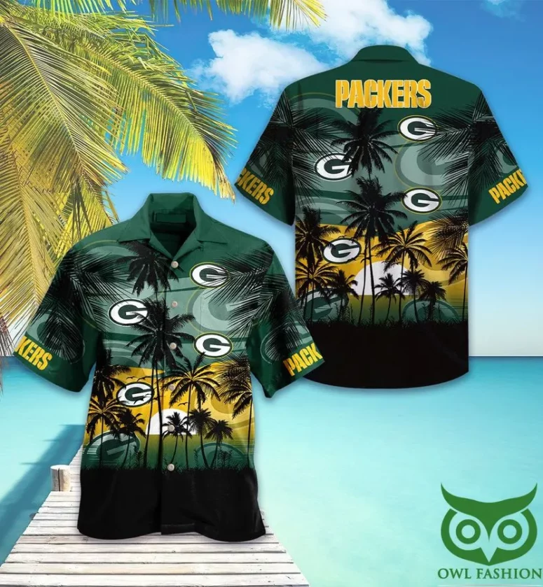 Green Bay Packers Sunset Palms Hawaiian Shirt