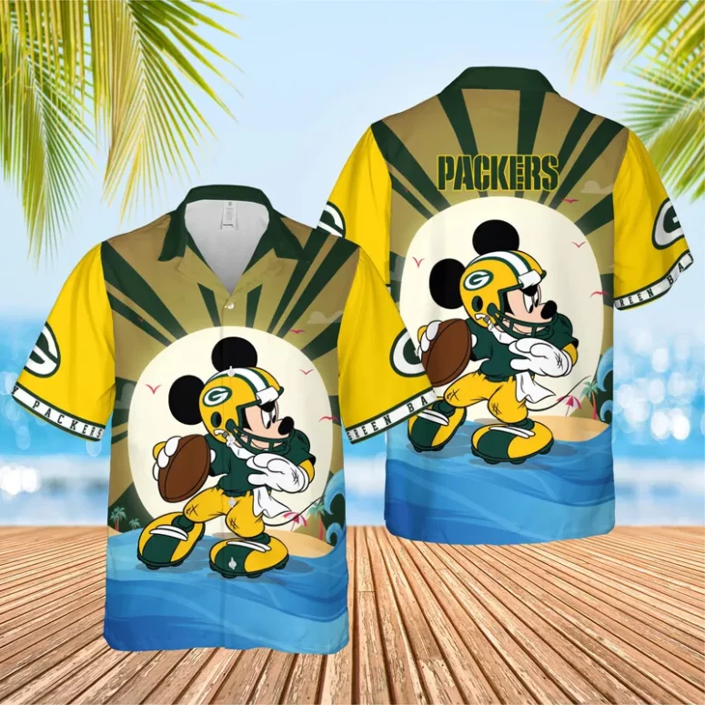 Green Bay Packers Sunset Touchdown Hawaiian Shirt