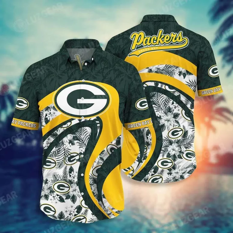 Green Bay Packers Swirl Wave Hawaiian Shirt