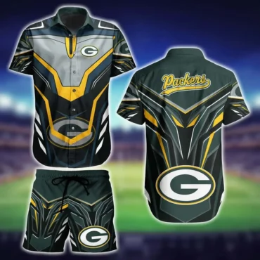 Green Bay Packers Thunder Power Hawaiian Shirt & Shorts Set