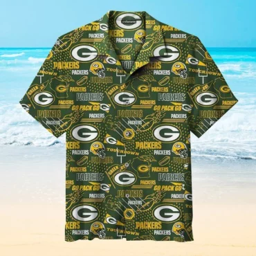 Green Bay Packers Touchdown Pattern Hawaiian Shirt