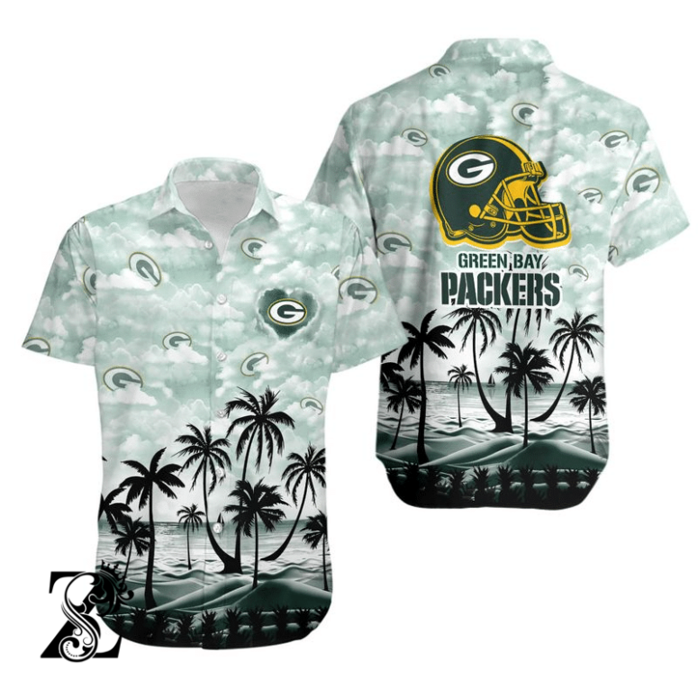 Green Bay Packers Tropical Palm Horizon Hawaiian Shirt