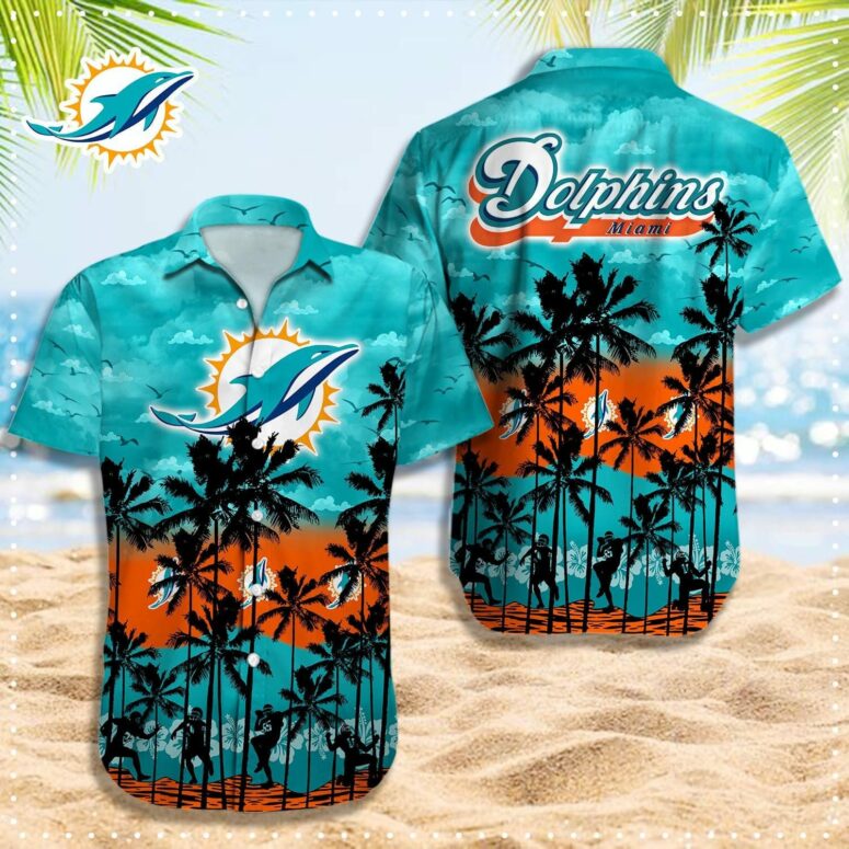 Miami Dolphins Beachside Sunset Hawaiian Shirt