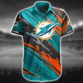 Miami Dolphins Dynamic Wave Hawaiian Shirt Front - TeeAloha