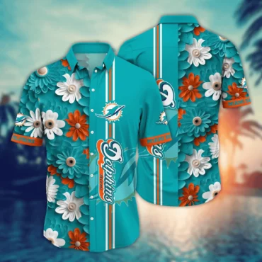 Miami Dolphins Floral Burst Hawaiian Shirt