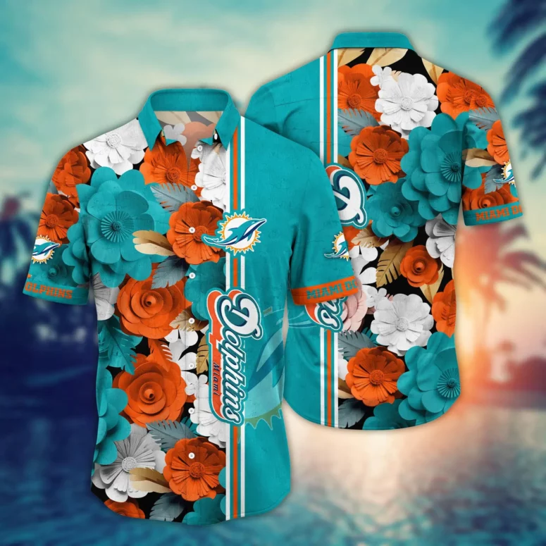 Miami Dolphins Floral Fantasy Hawaiian Shirt