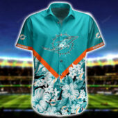 Miami Dolphins Floral Victory Hawaiian Shirt Front - TeeAloha