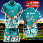 Miami Dolphins Floral Victory Hawaiian Shirt Set - TeeAloha