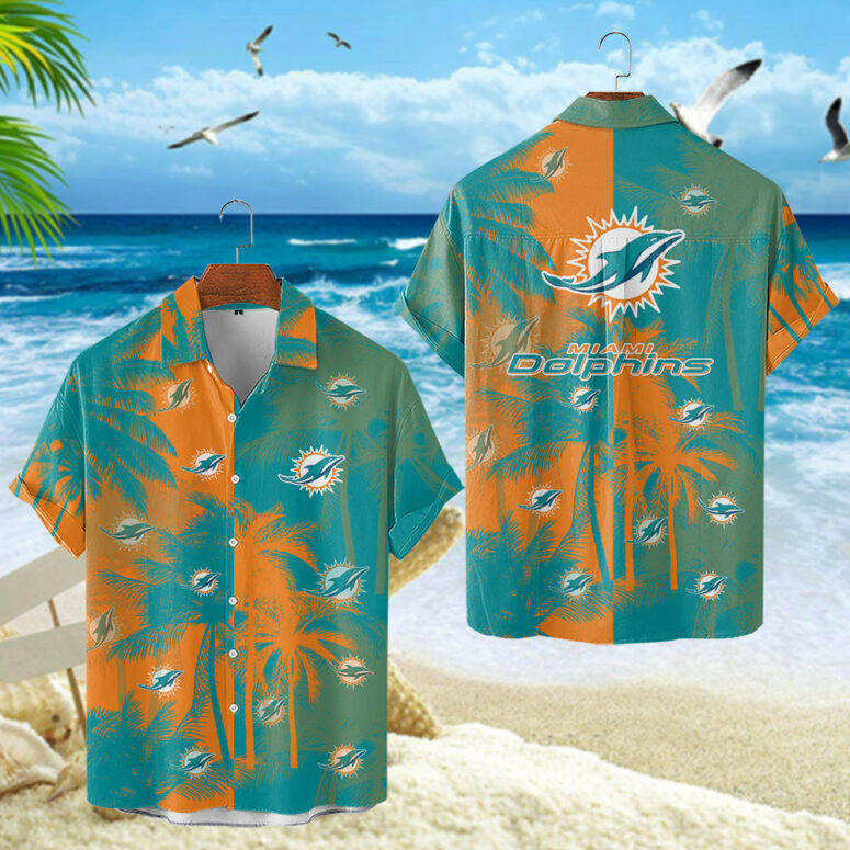 Miami Dolphins Ocean Breeze Palm Hawaiian Shirt