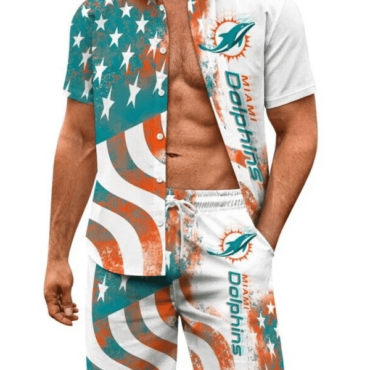 Miami Dolphins Stars & Stripes Pride Hawaiian Shirt