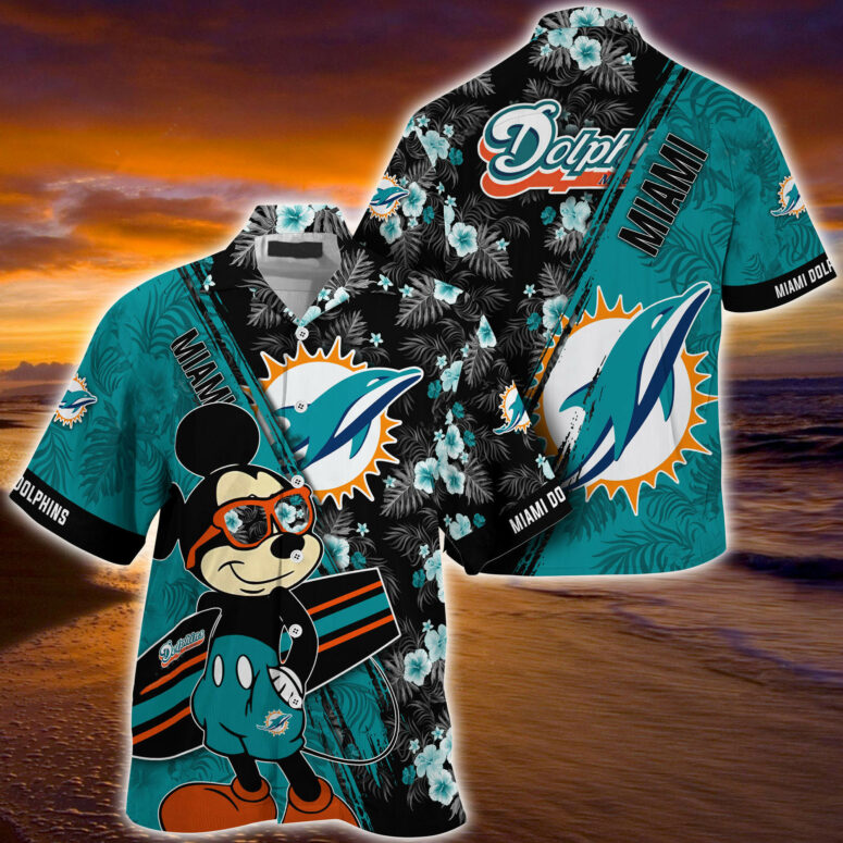 Miami Dolphins Surf's Up Mickey Hawaiian Shirt