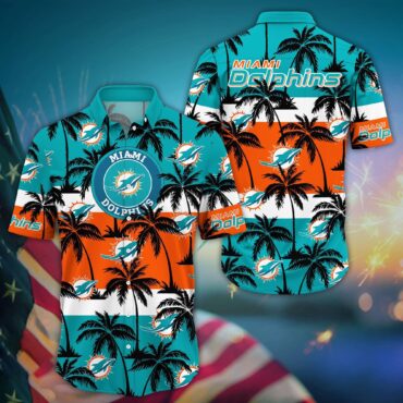 Miami Dolphins Tropical Skyline Hawaiian Shirt