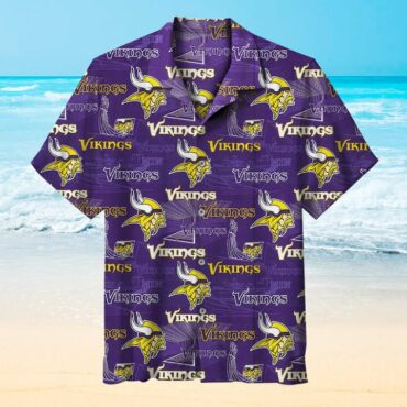 Minnesota Vikings All-Over Logo Hawaiian Shirt