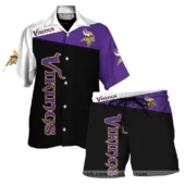 Minnesota Vikings Bold Stripe Hawaiian Shirt With Short - TeeAloha