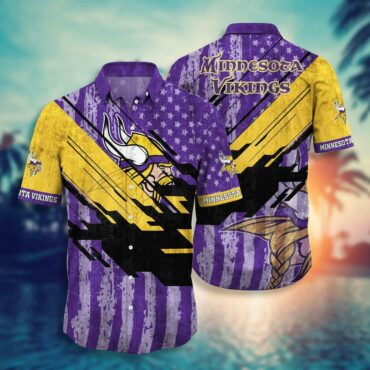 Minnesota Vikings Bold Stripes Hawaiian Shirt