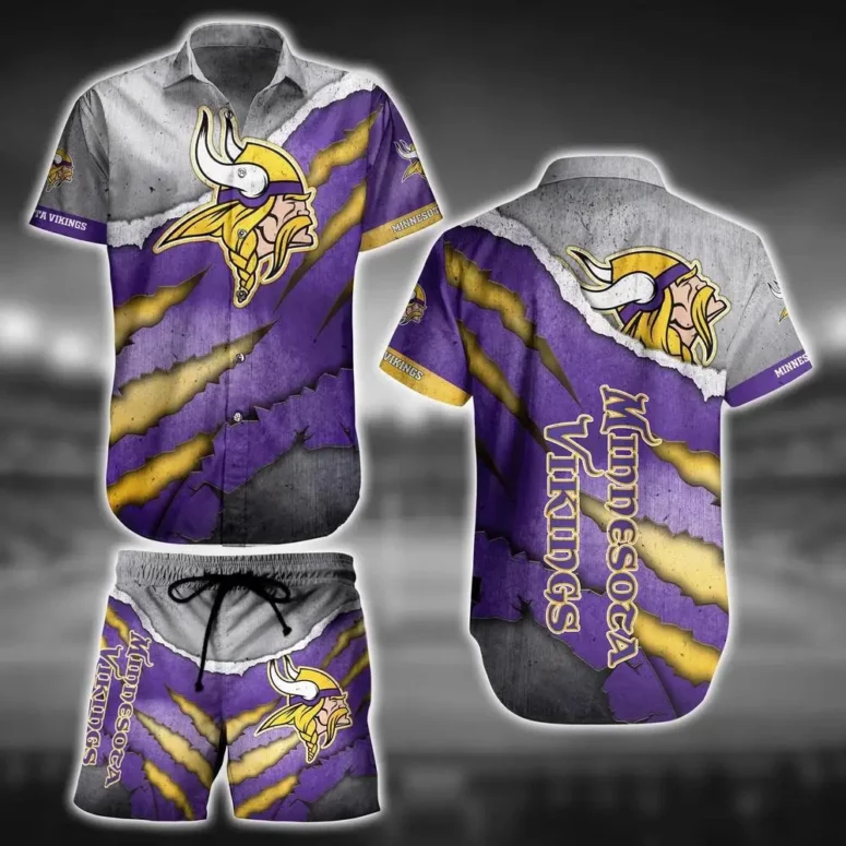 Minnesota Vikings Claw Mark Hawaiian Shirt