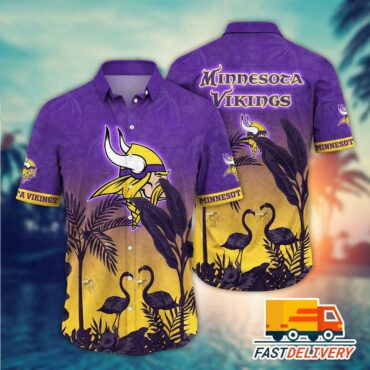 Minnesota Vikings Flamingo Sunset Hawaiian Shirt