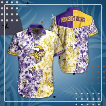 Minnesota Vikings Floral Burst Hawaiian Shirt