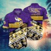 Minnesota Vikings Floral Stripes Hawaiian Shirt