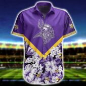 Minnesota Vikings Floral Warrior Hawaiian Shirt Front - TeeAloha