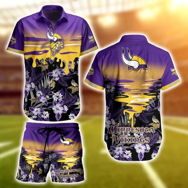 Minnesota Vikings Golden Wave Hawaiian Shirt