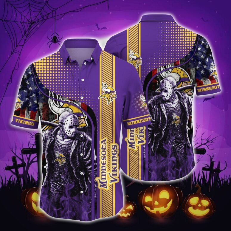 Minnesota Vikings Haunted Gridiron Hawaiian Shirt