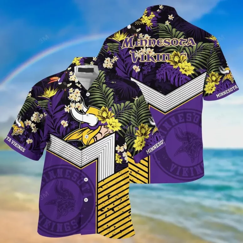 Minnesota Vikings Jungle Burst Hawaiian Shirt