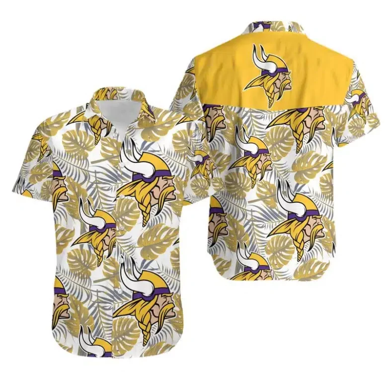 Minnesota Vikings Leaf Burst Hawaiian Shirt