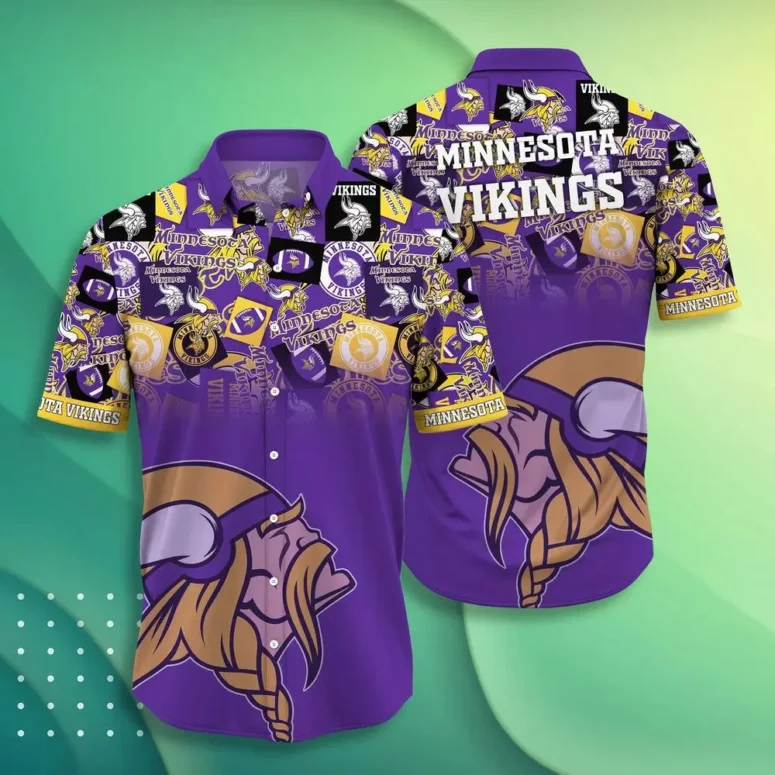 Minnesota Vikings Logo Collage Hawaiian Shirt