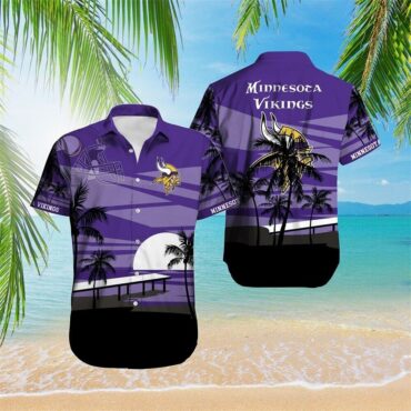 Minnesota Vikings Moonlit Palms Hawaiian Shirt