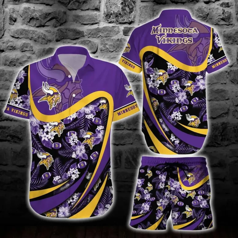 Minnesota Vikings Night Bloom Hawaiian Shirt