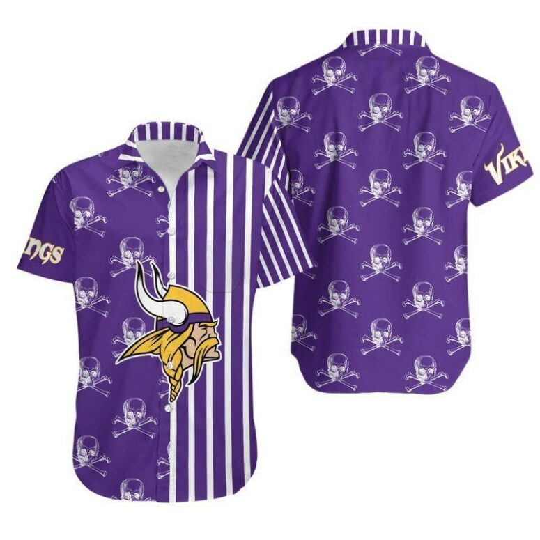 Minnesota Vikings Pirate Stripe Hawaiian Shirt