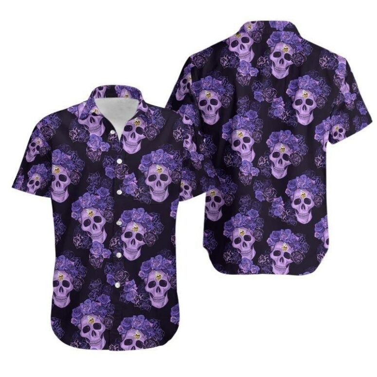 Minnesota Vikings Purple Skulls Aloha Shirt