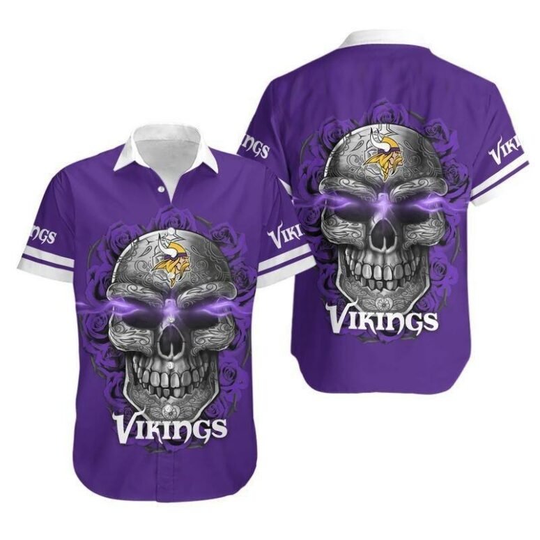 Minnesota Vikings Skull Rose Spirit Hawaiian Shirt