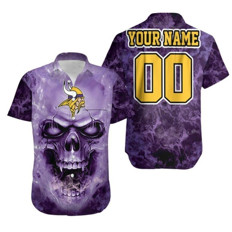 Minnesota Vikings Skull Storm Custom Hawaiian Shirt