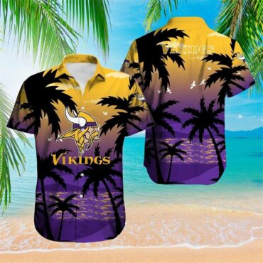 Minnesota Vikings Sunset Palm Shadows Hawaiian Shirt